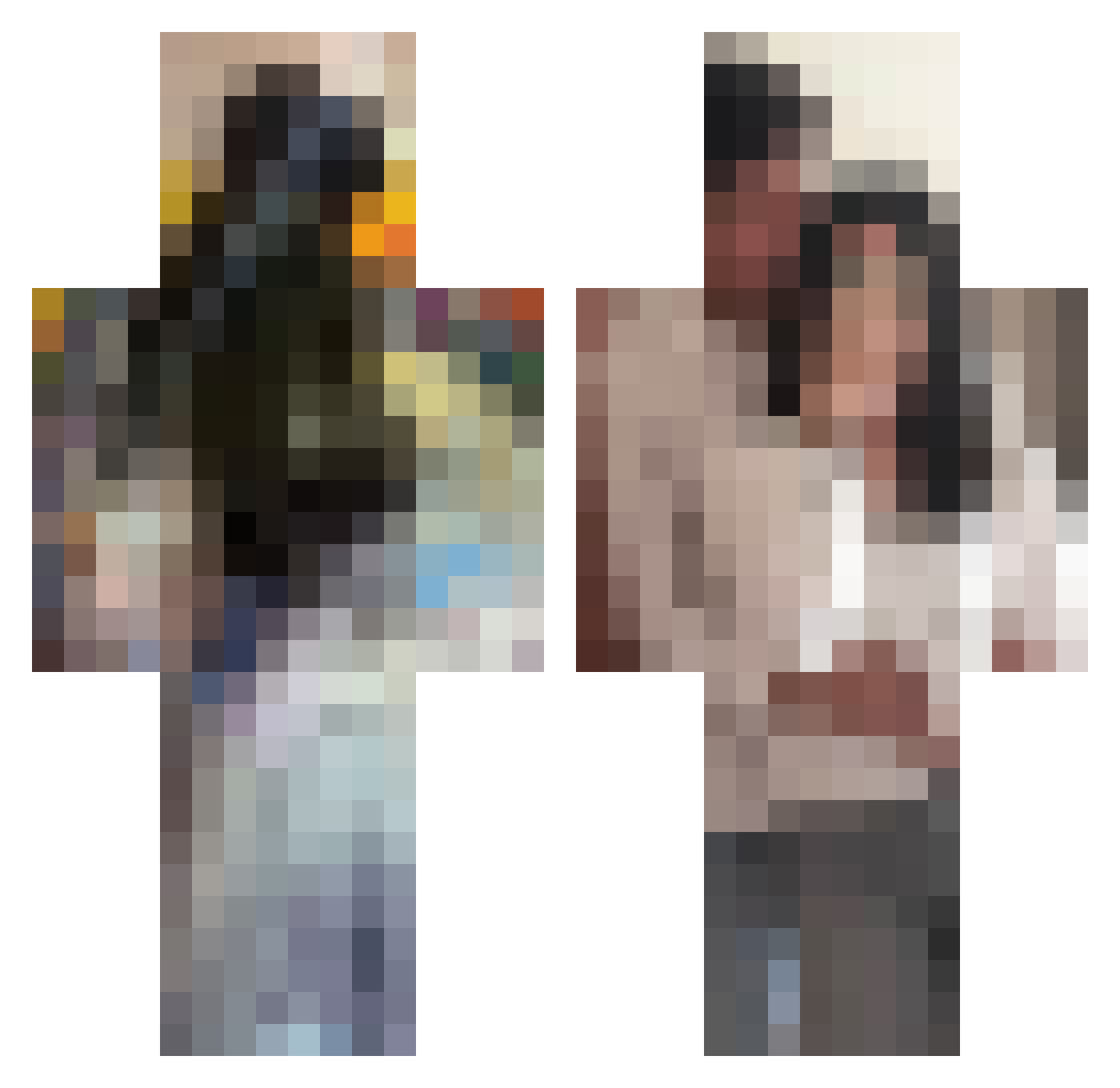 Taboas Minecraft skin, front and back view