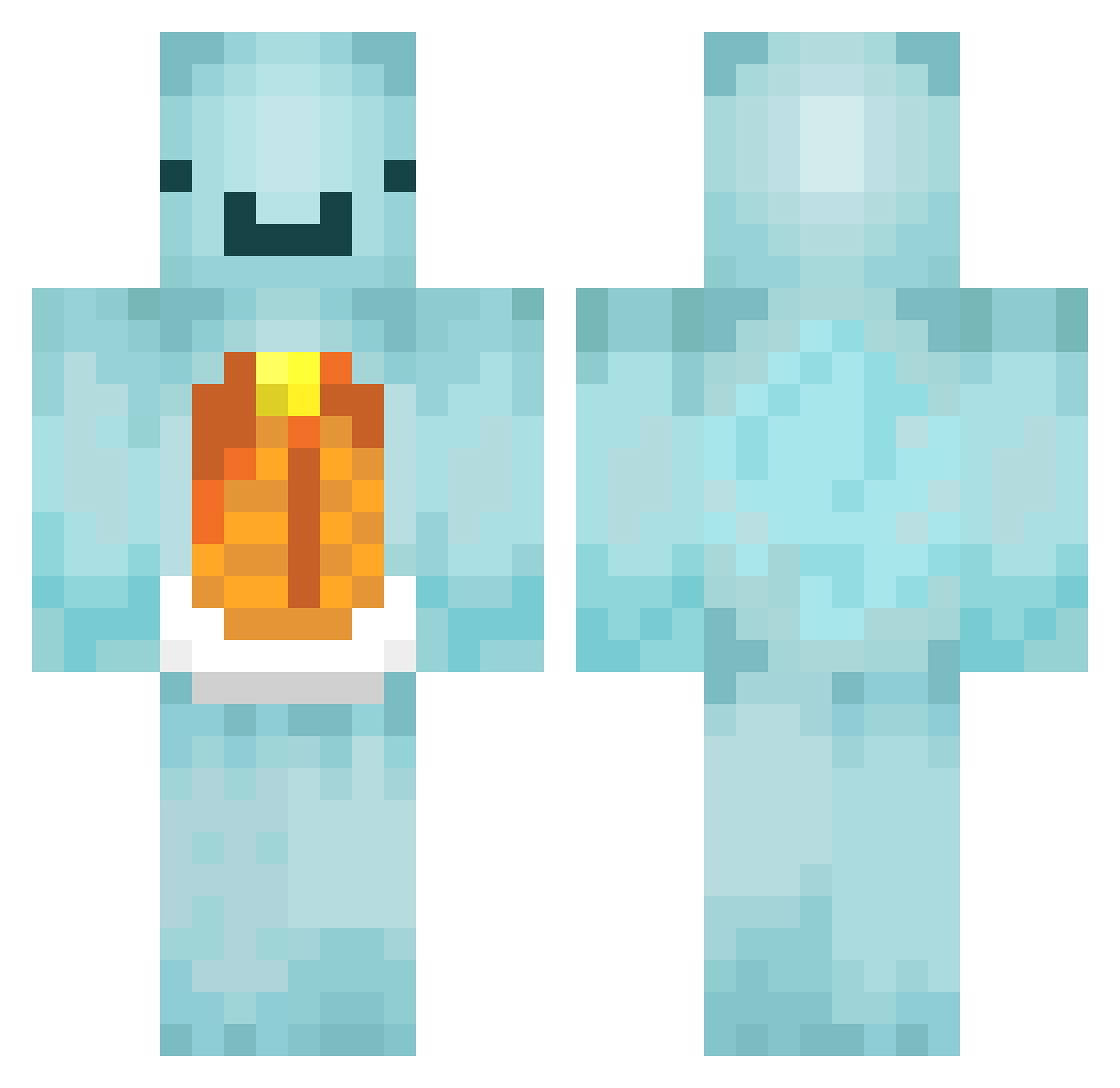 Aqeris Minecraft skin, front and back view