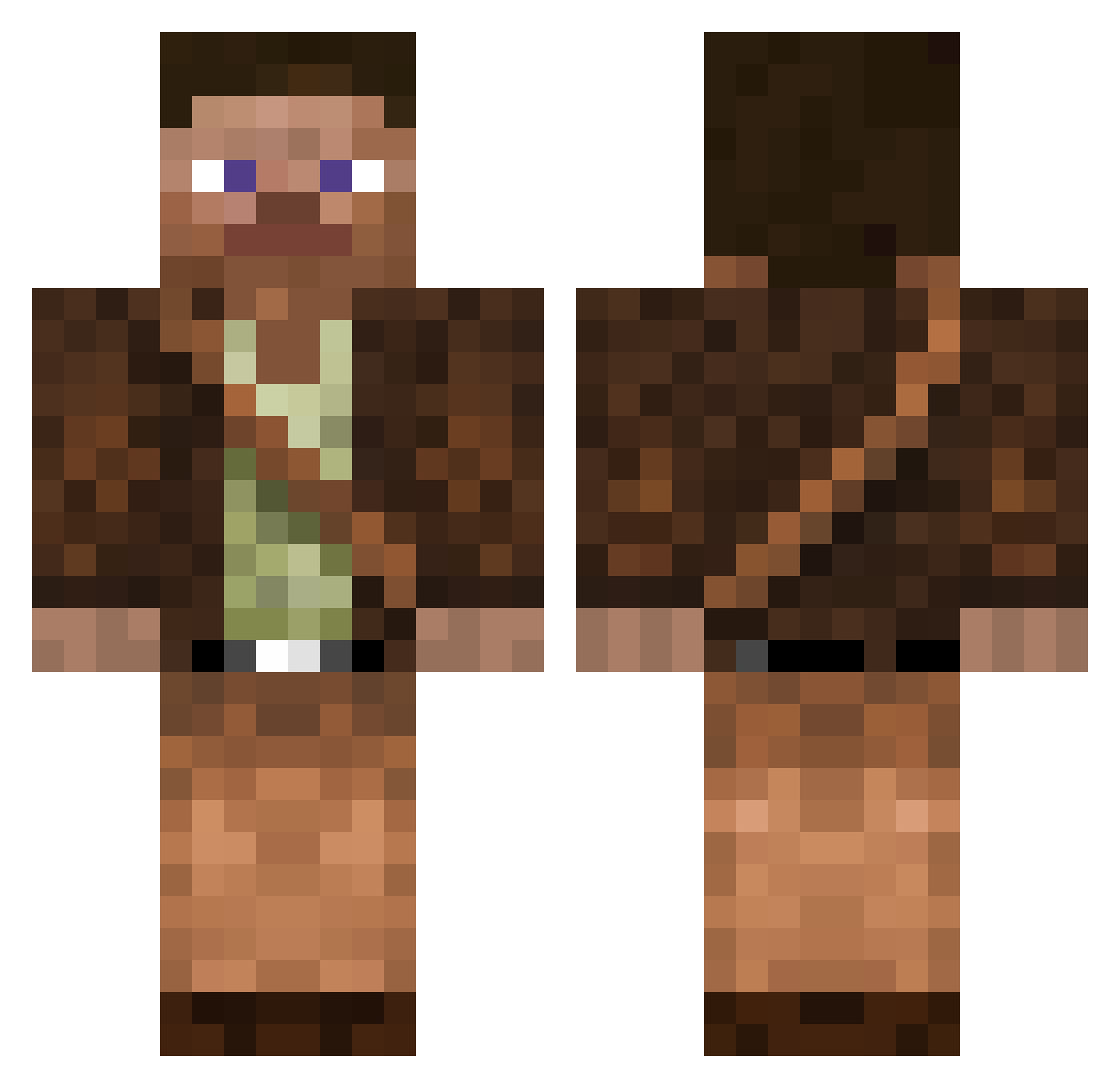 okBlock Minecraft skin, front and back view