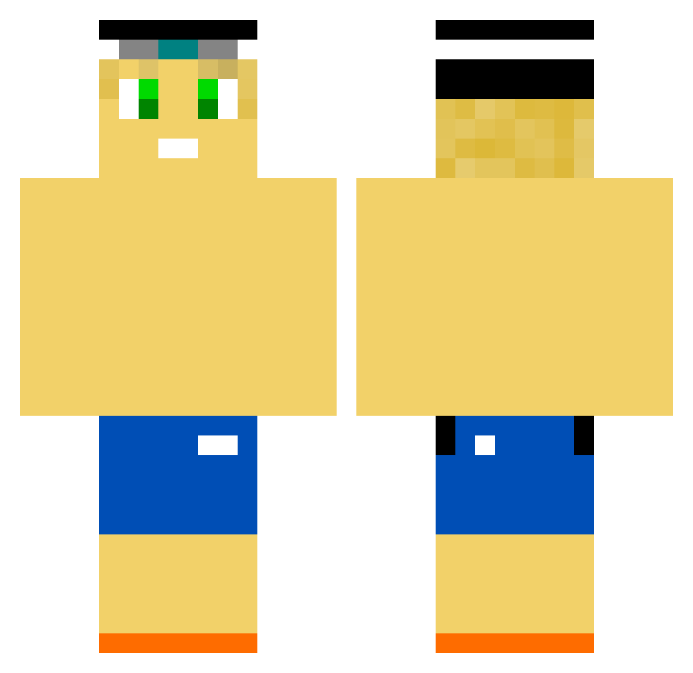 MooMooN Minecraft skin, front and back view