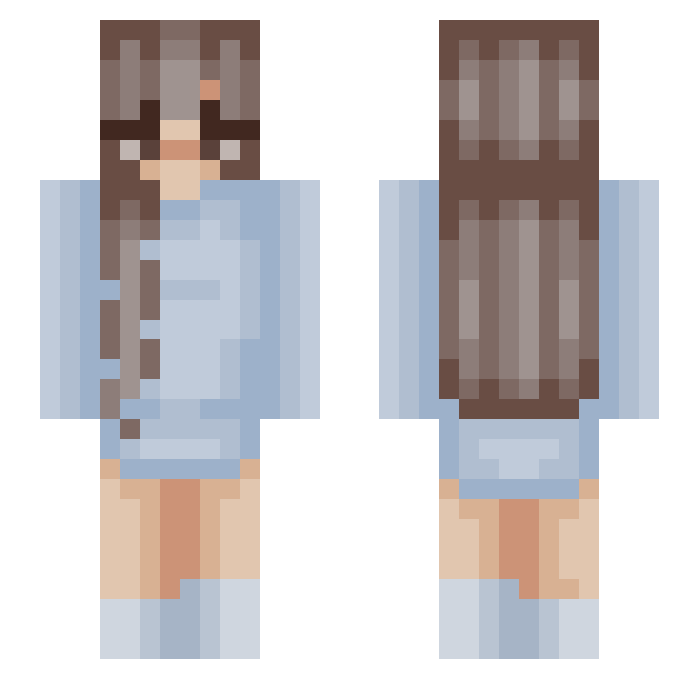 lilacsea Minecraft skin, front and back view