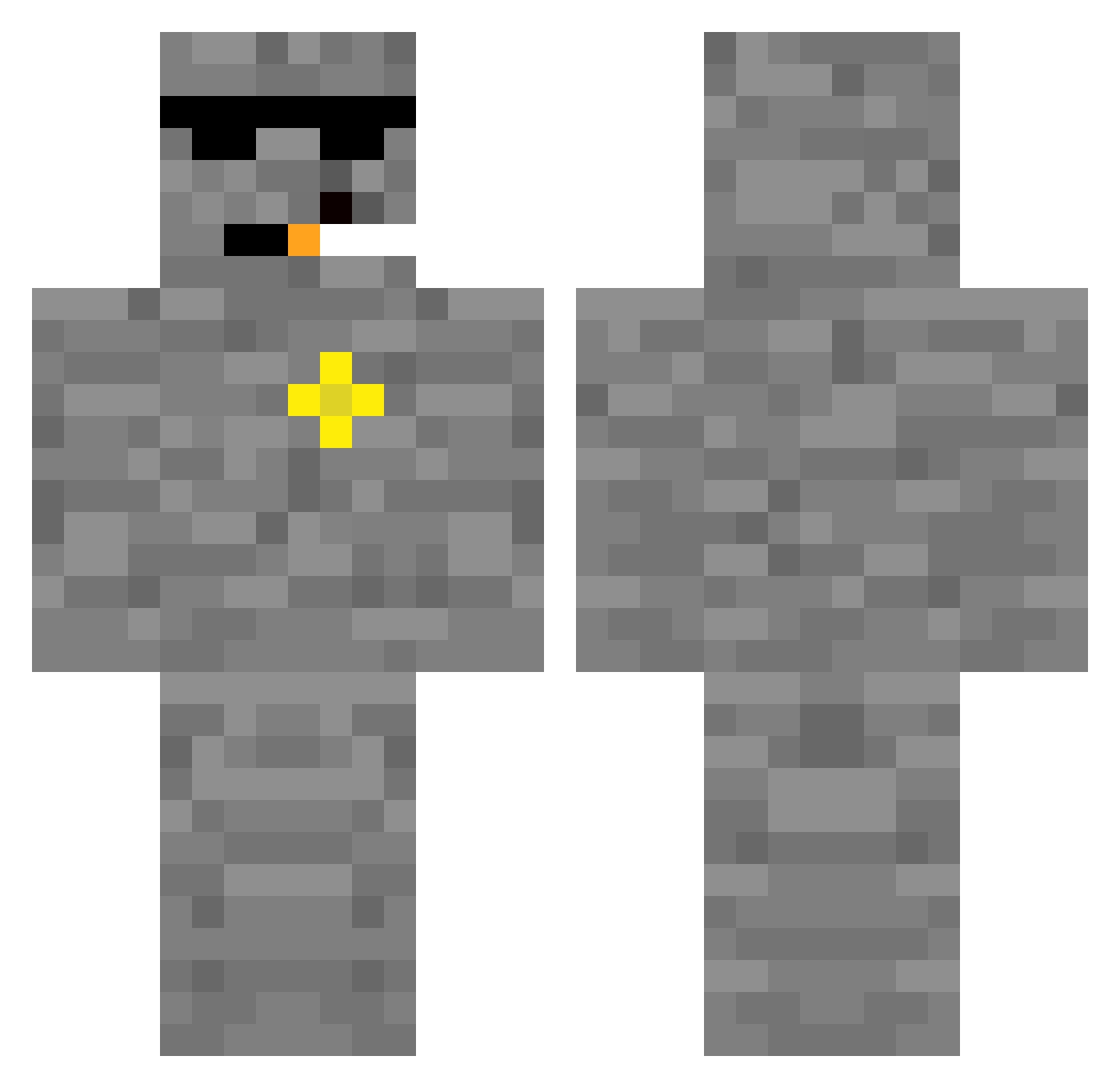 StarStone Minecraft skin, front and back view
