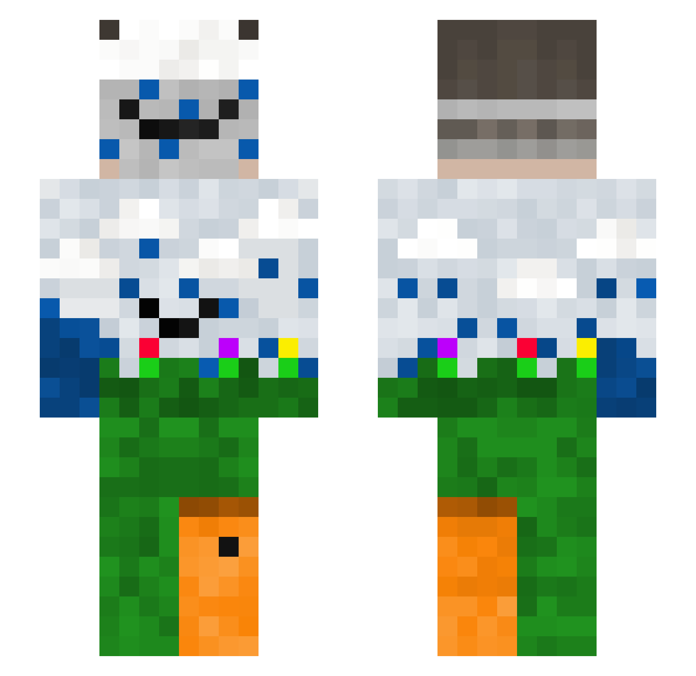 Wristbuster Minecraft skin, front and back view