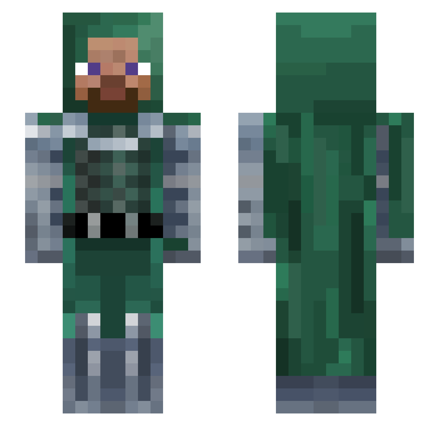 Tupawk Minecraft skin, front and back view