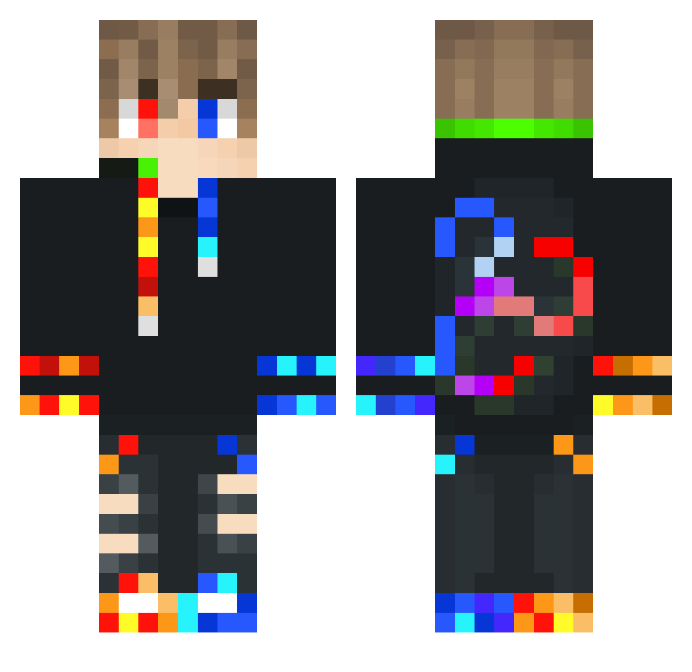 Toxcau Minecraft skin, front and back view