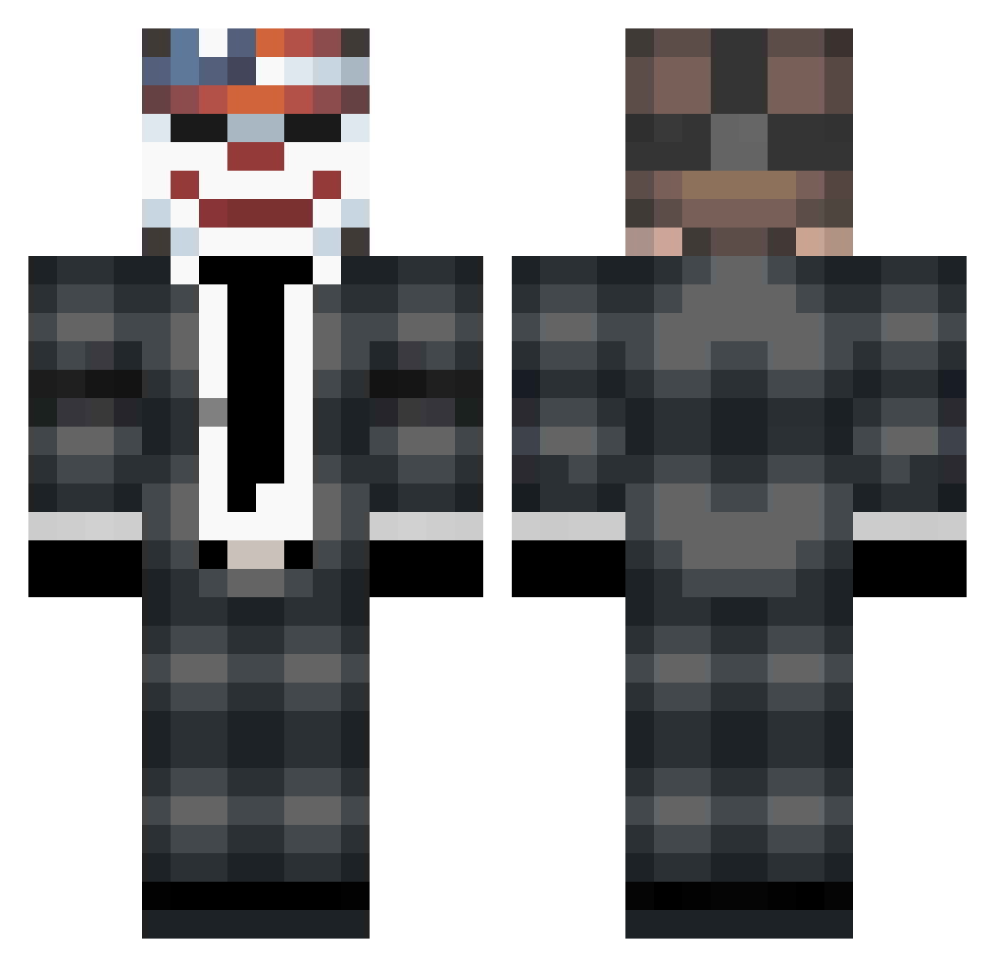 Naaes Minecraft skin, front and back view
