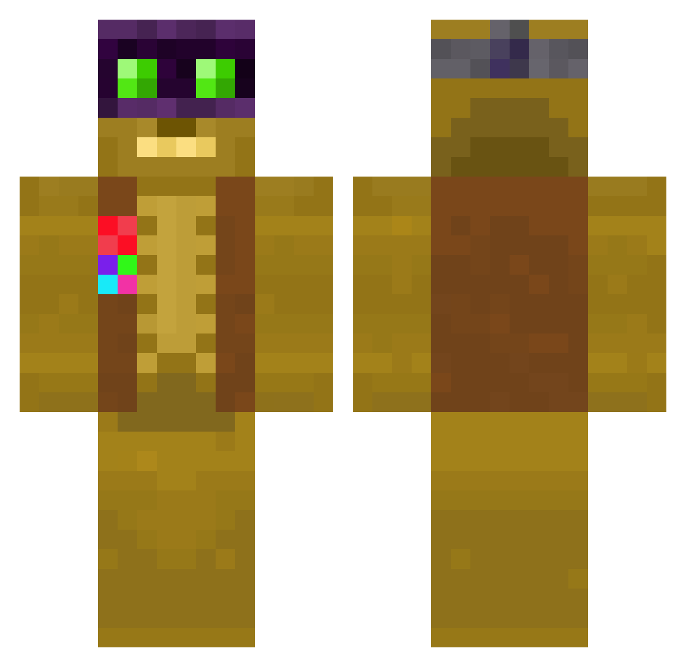 Storken Minecraft skin, front and back view