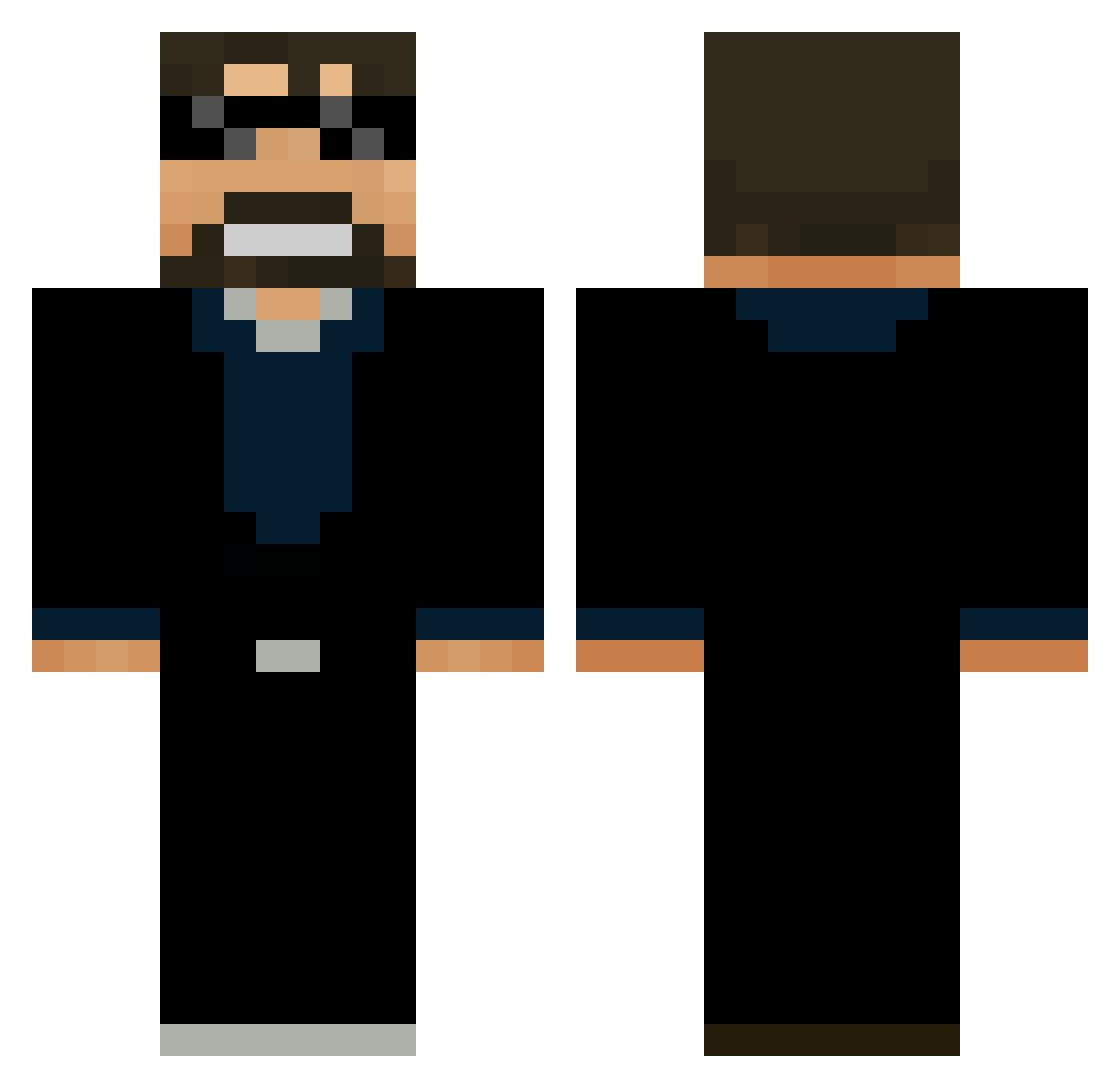 Wdp08 Minecraft skin, front and back view