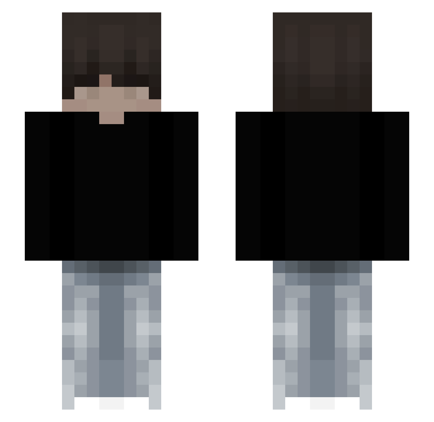 Mersh0 Minecraft skin, front and back view