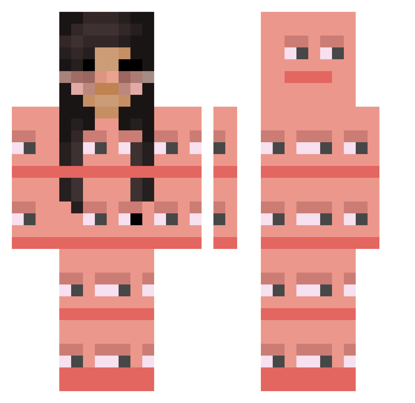 peachvity Minecraft skin, front and back view
