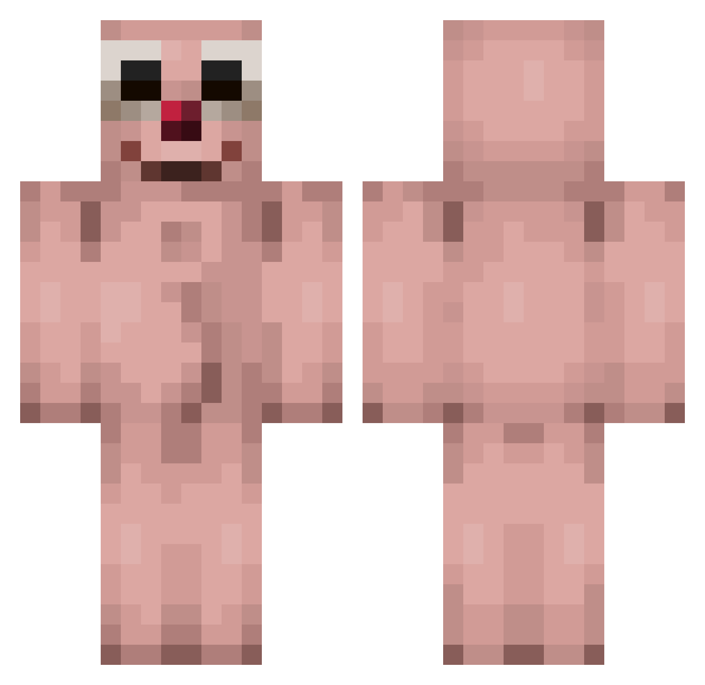 unstriking Minecraft skin, front and back view