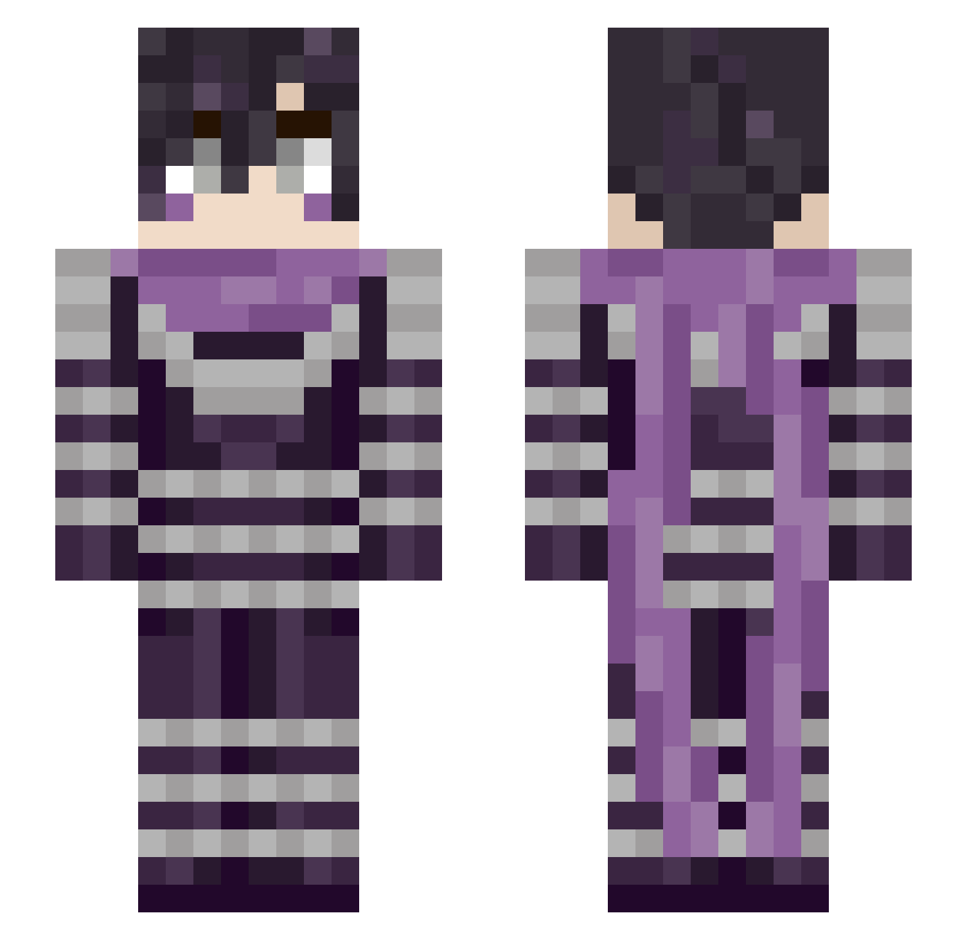 mkvo Minecraft skin, front and back view