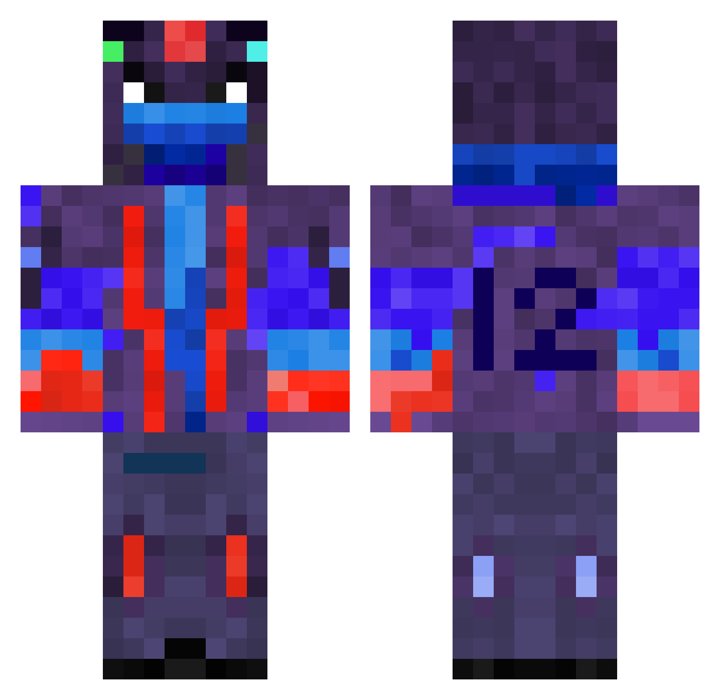 the_blue_fyre Minecraft skin, front and back view