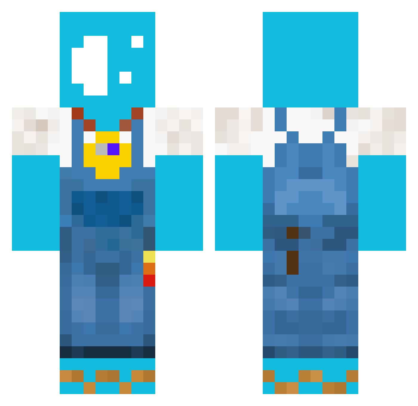 TheMeables Minecraft skin, front and back view