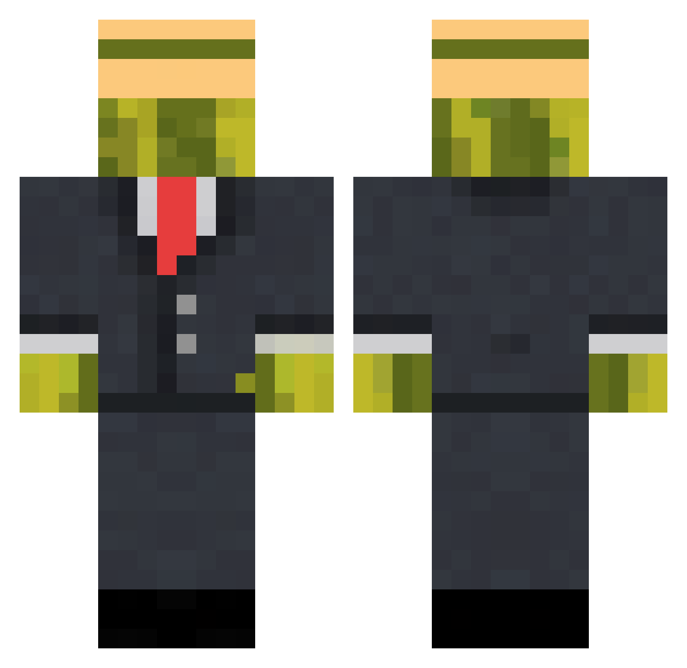 Mel0nx Minecraft skin, front and back view