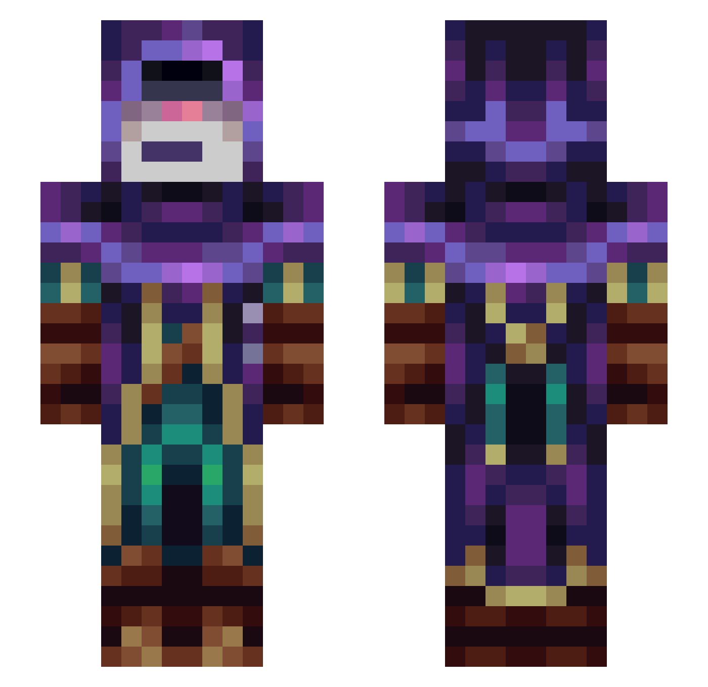CatDes Minecraft skin, front and back view