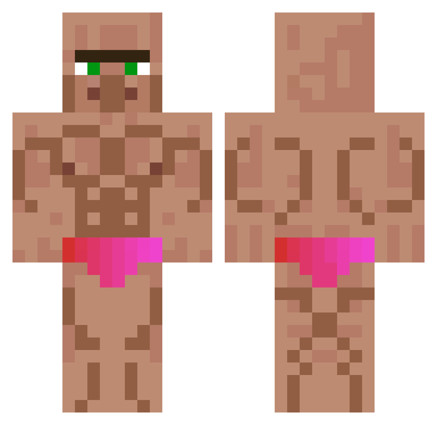 PremiumVillager Minecraft skin, front and back view