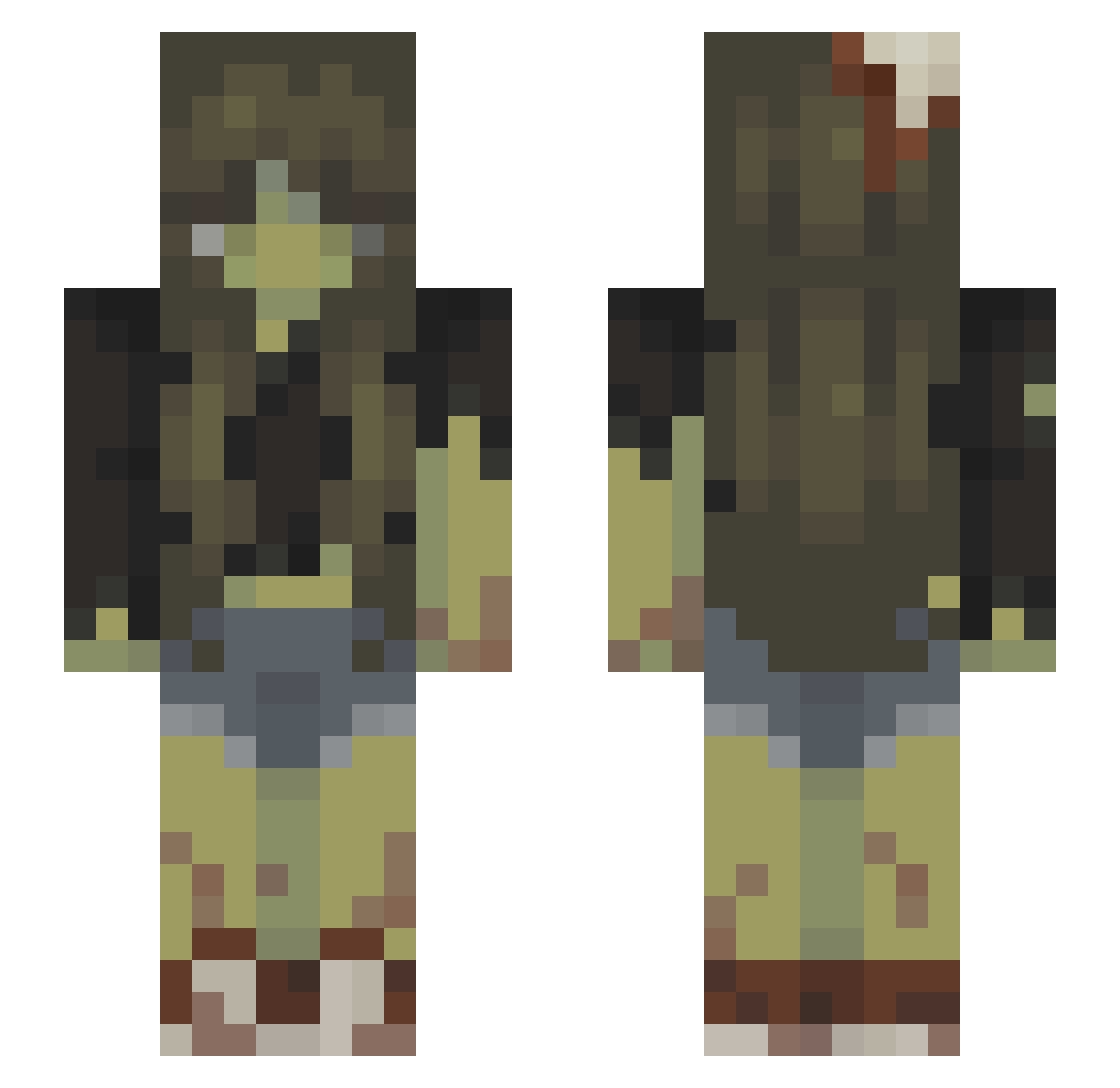 vigilfam Minecraft skin, front and back view