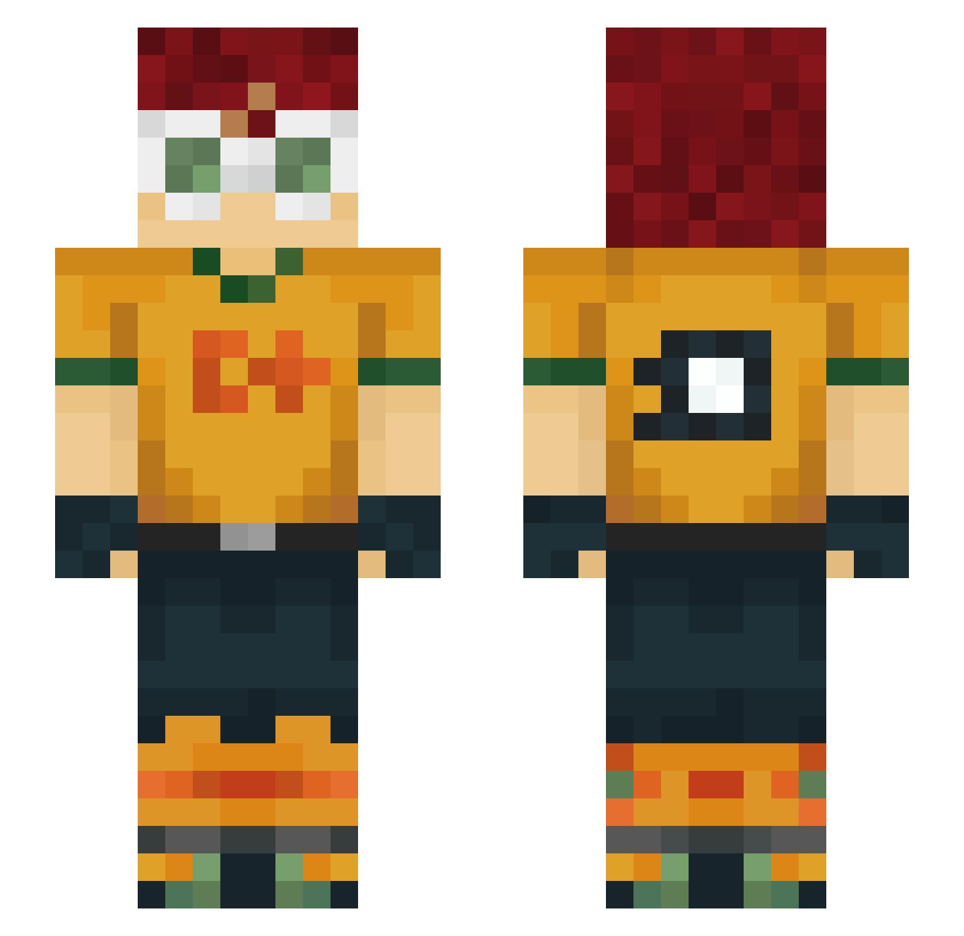 SnowwyLeopard Minecraft skin, front and back view