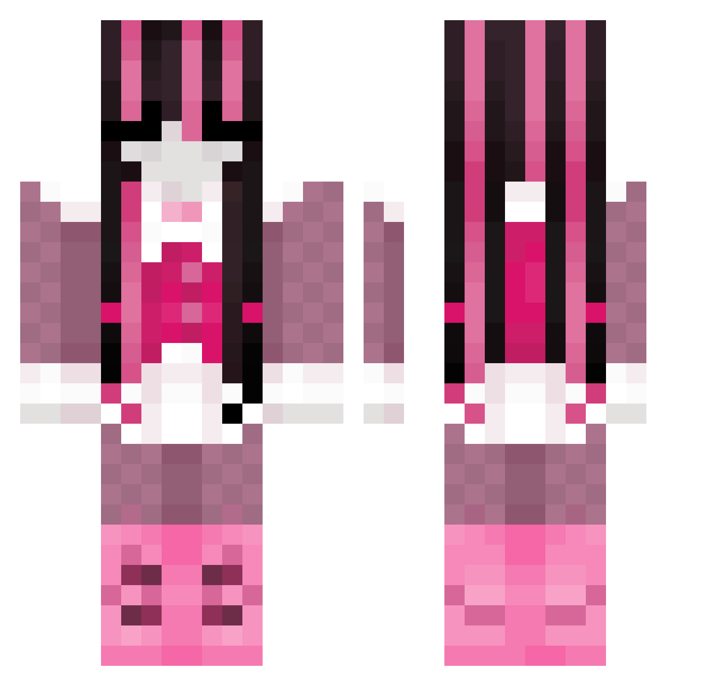 inkstainedmoon Minecraft skin, front and back view