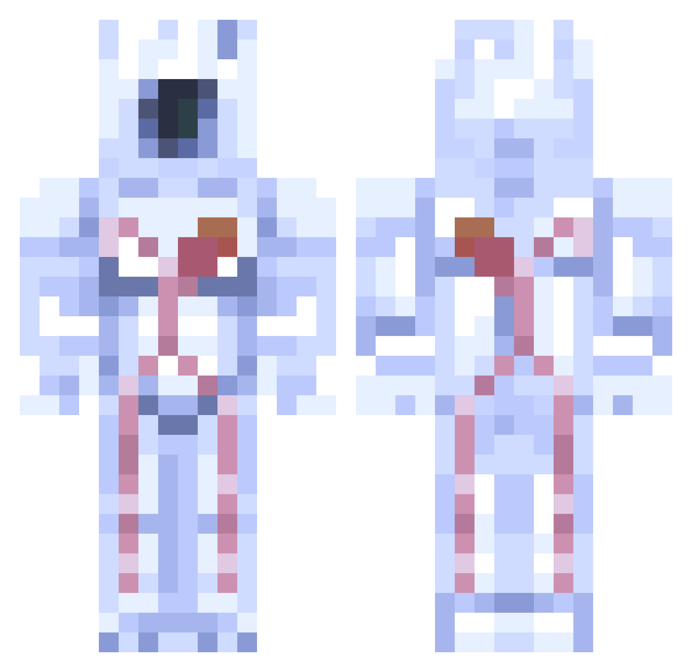 61km Minecraft skin, front and back view