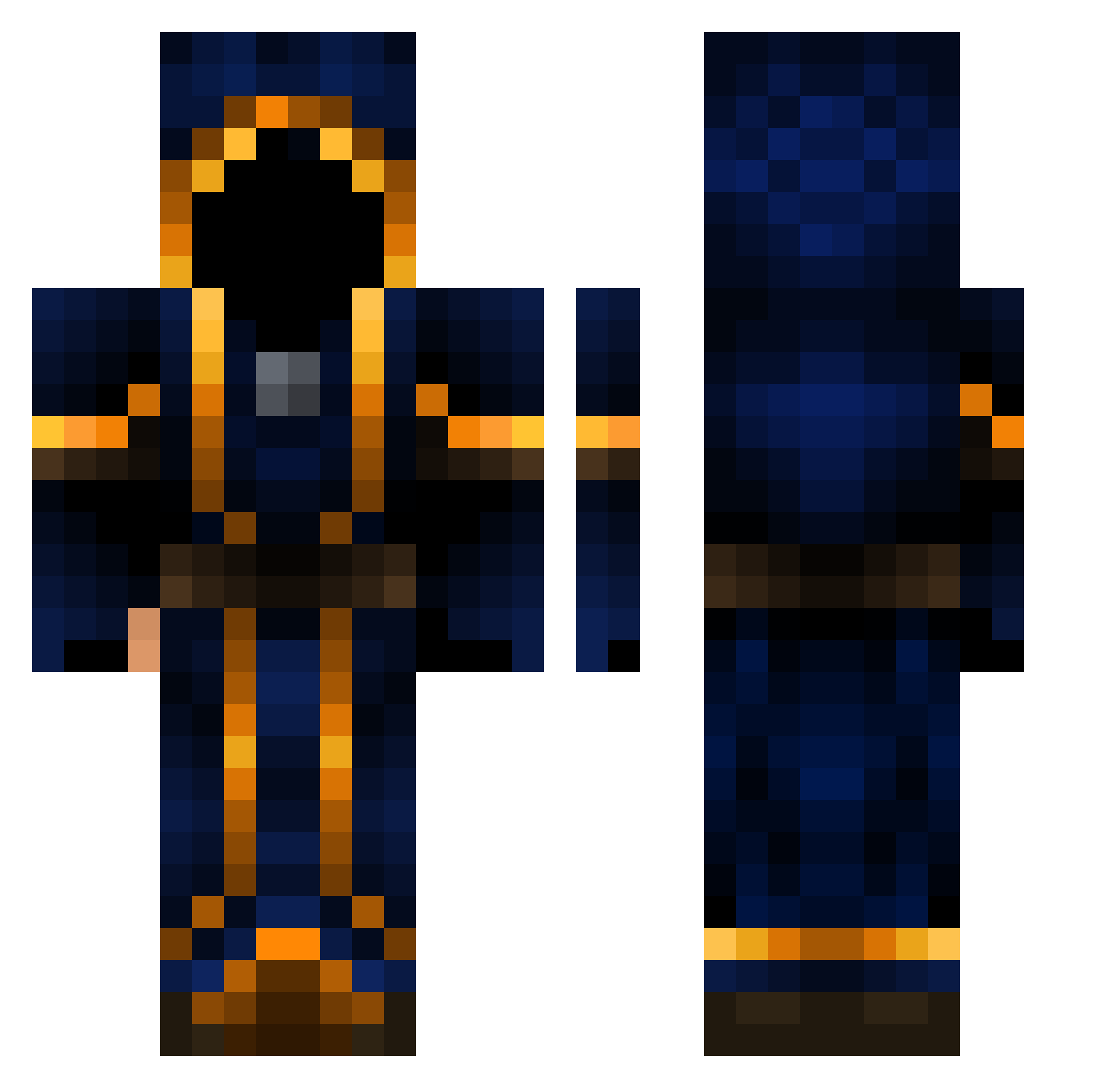 Demetrian Minecraft skin, front and back view