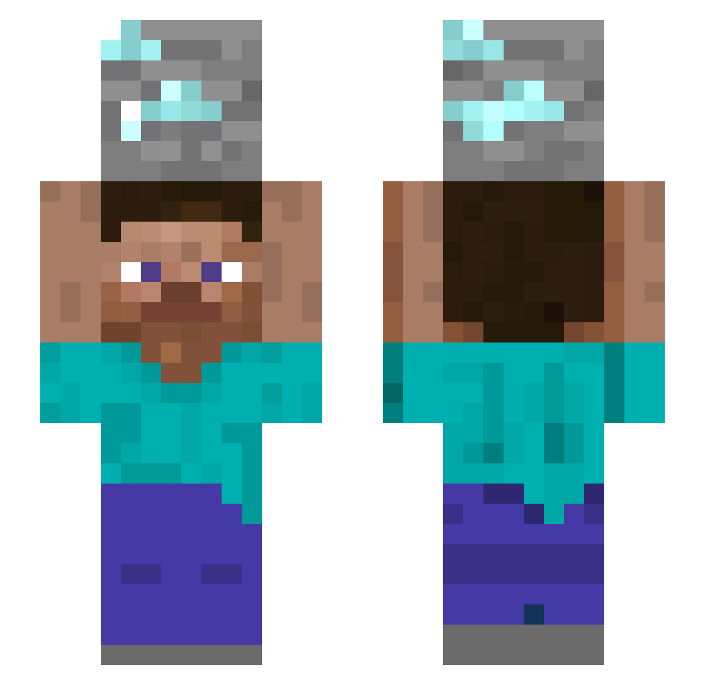 LowerCharge Minecraft skin, front and back view