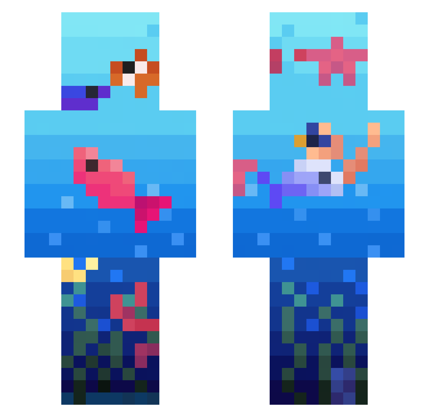 sclkk Minecraft skin, front and back view