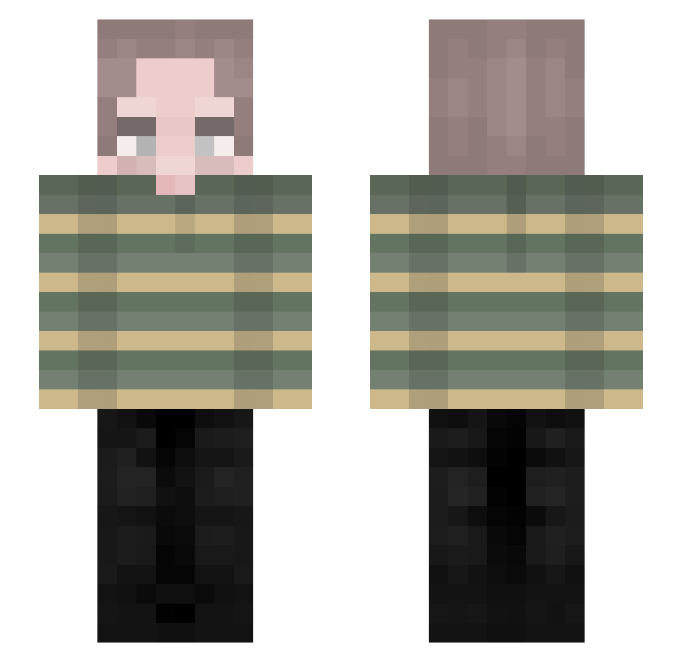FoTiNeX Minecraft skin, front and back view