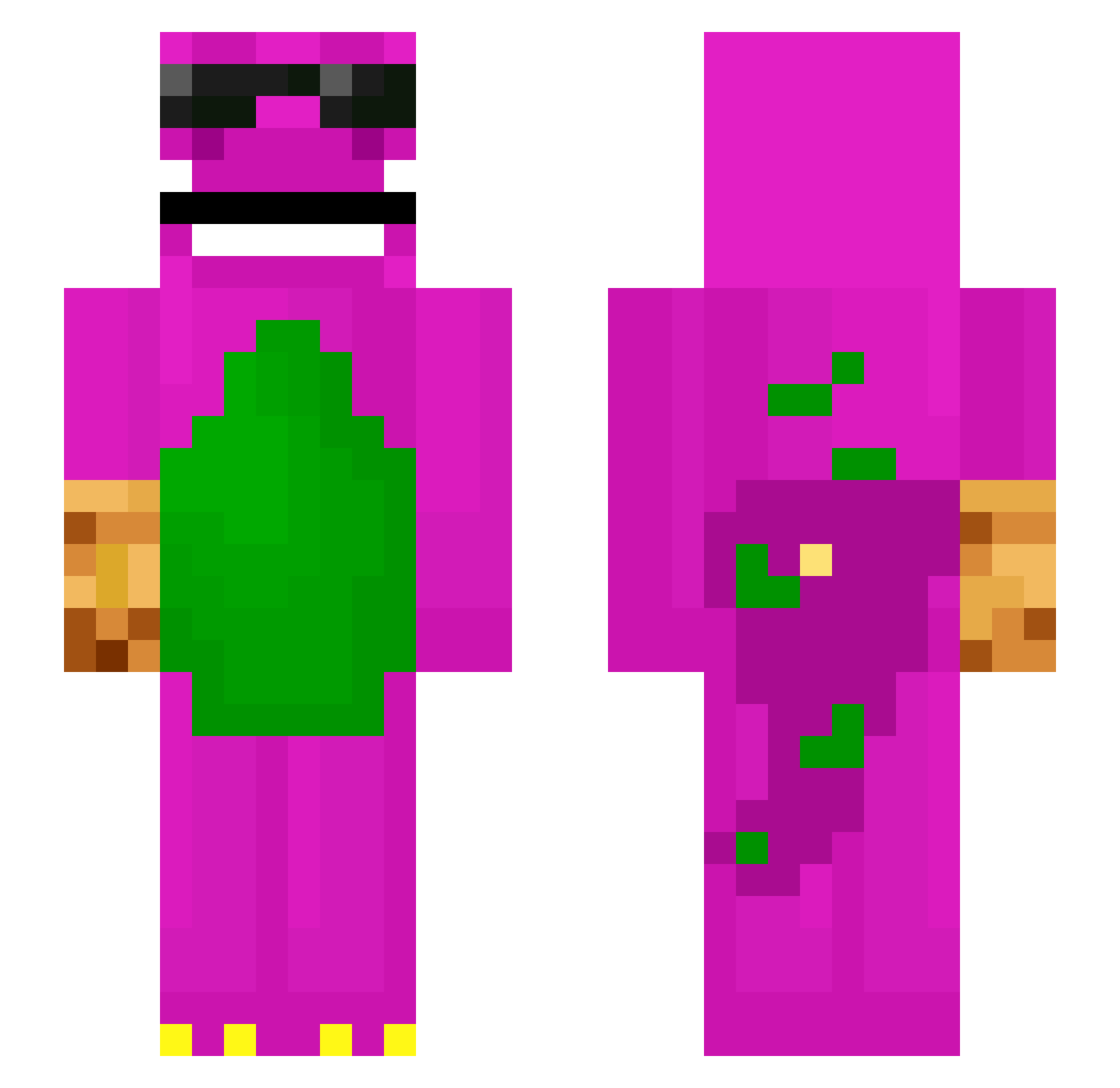 Ily_Barney Minecraft skin, front and back view