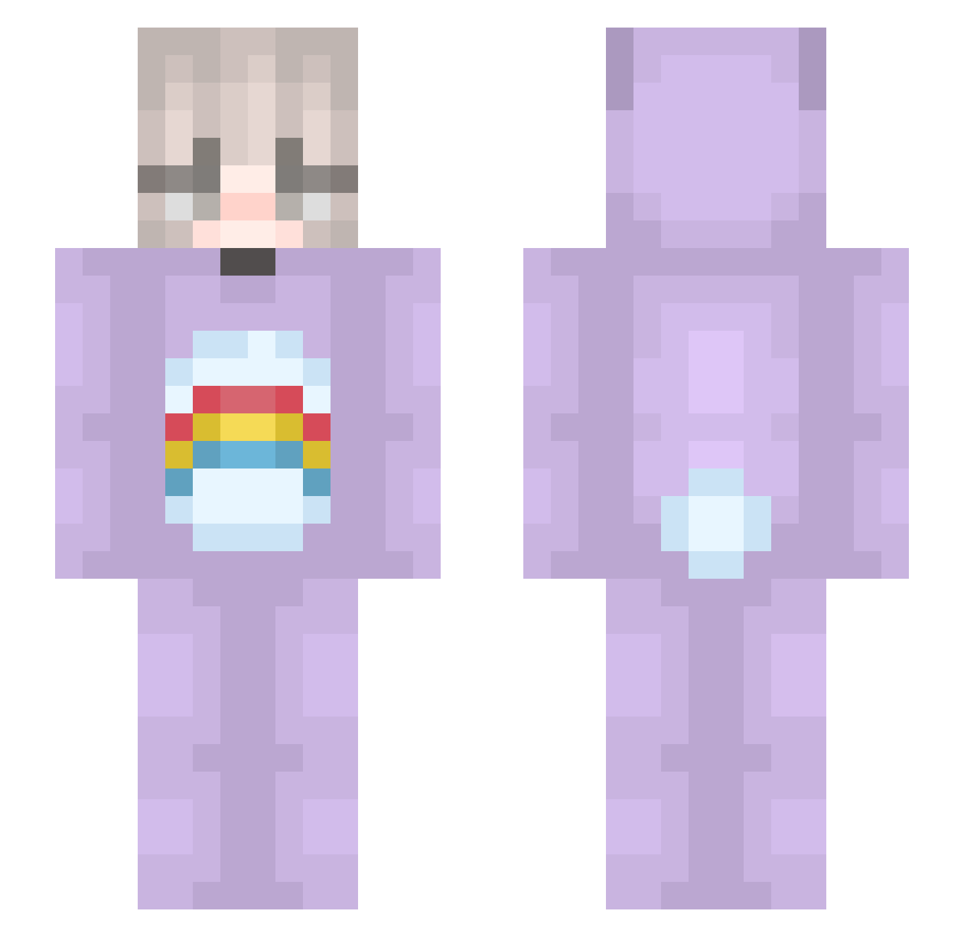 WxryNotes Minecraft skin, front and back view