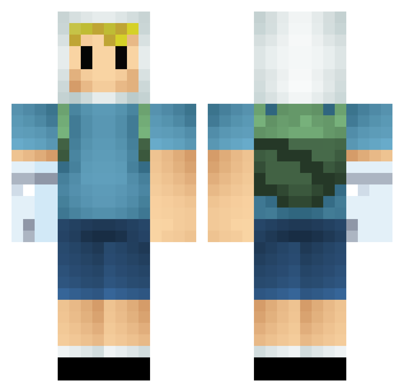 SweetFish Minecraft skin, front and back view