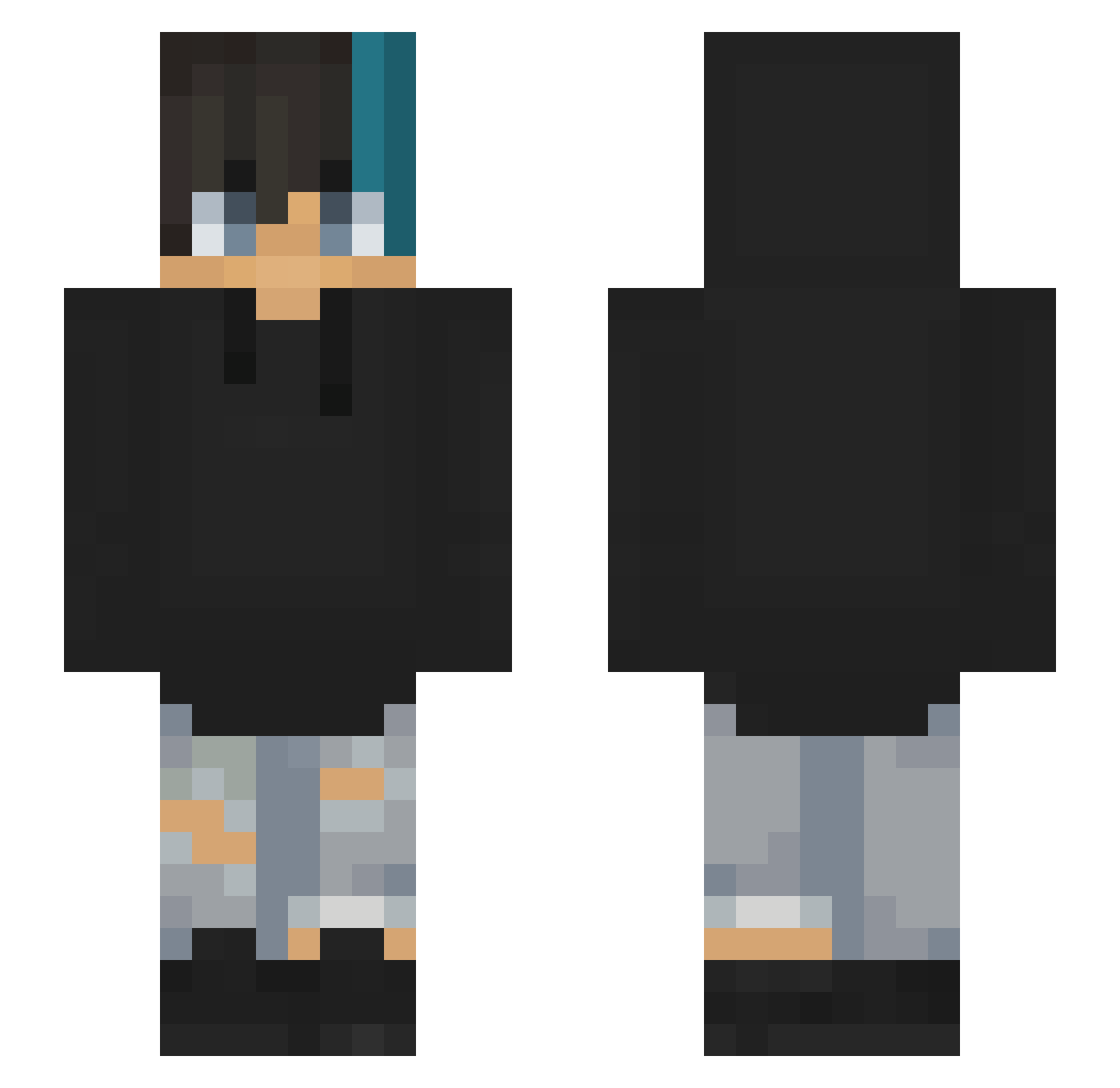 utechno_ Minecraft skin, front and back view