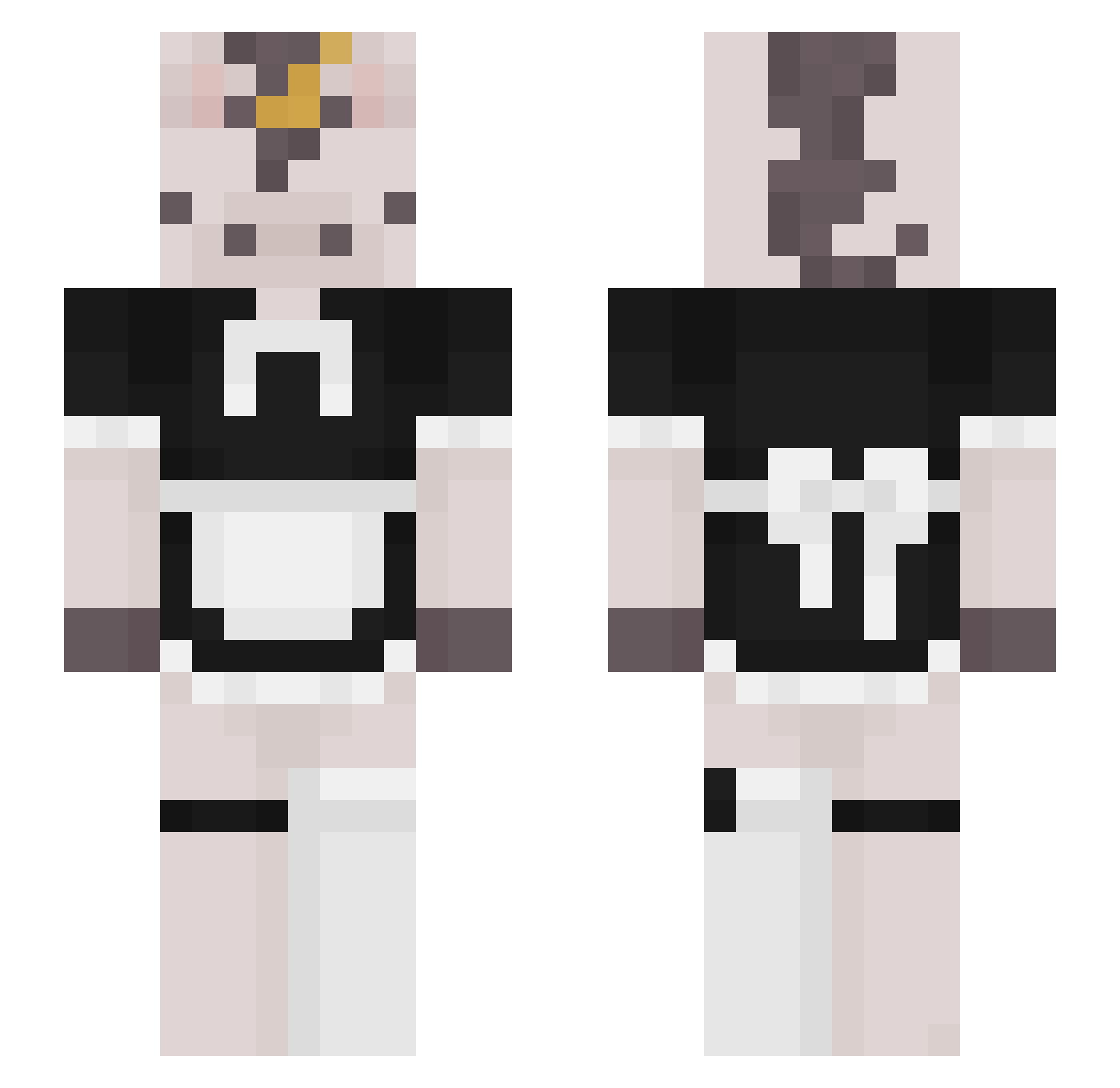 DripGamer Minecraft skin, front and back view