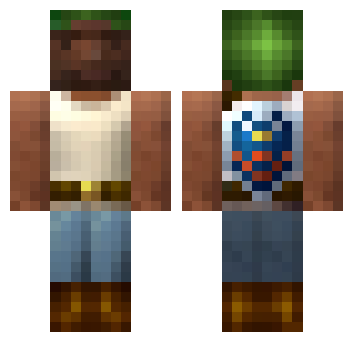 Otrebor2 Minecraft skin, front and back view