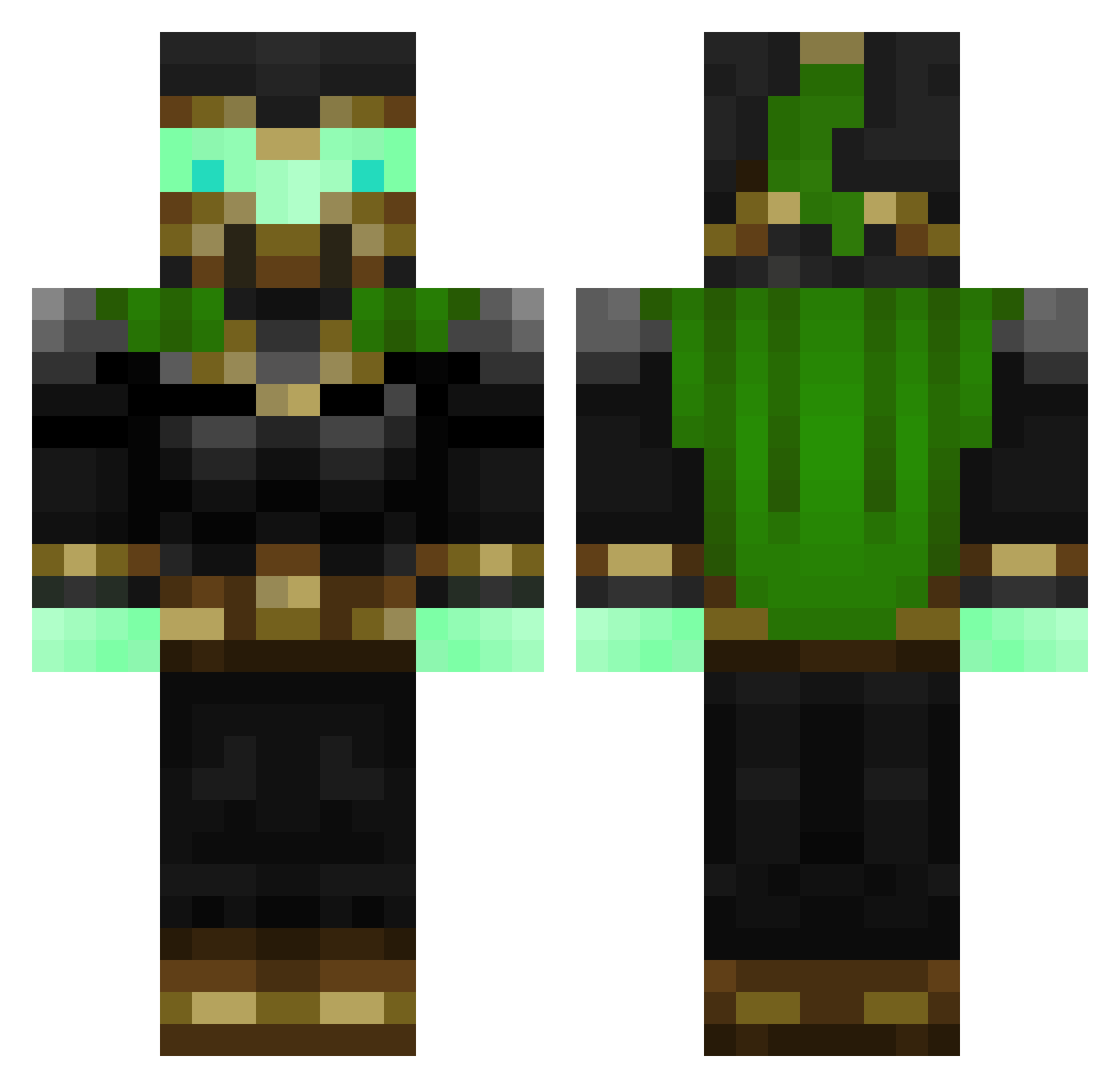 ItsImpxlse Minecraft skin, front and back view