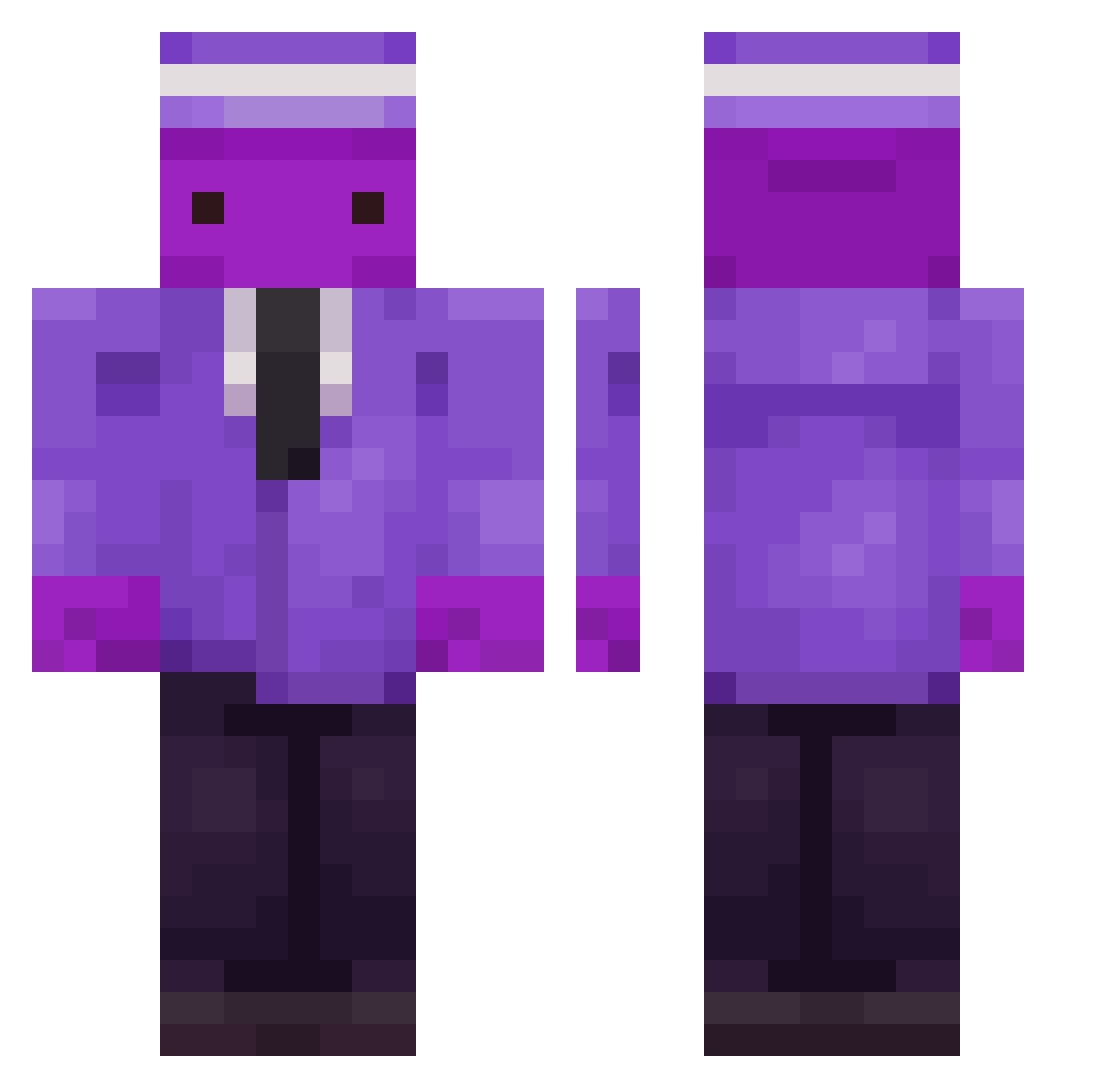 Purple_Ouctopus Minecraft skin, front and back view
