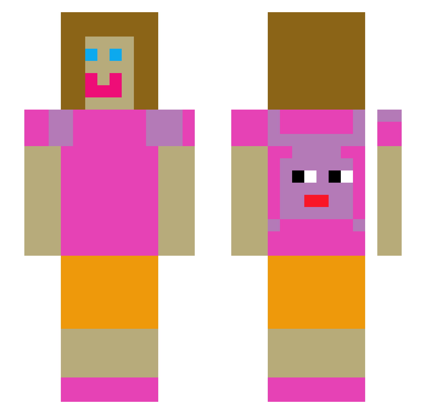 lilidecaix Minecraft skin, front and back view