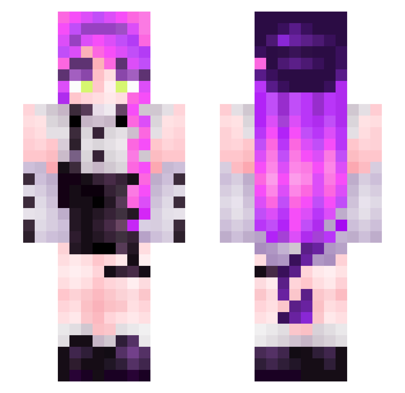 Pseudopsia Minecraft skin, front and back view