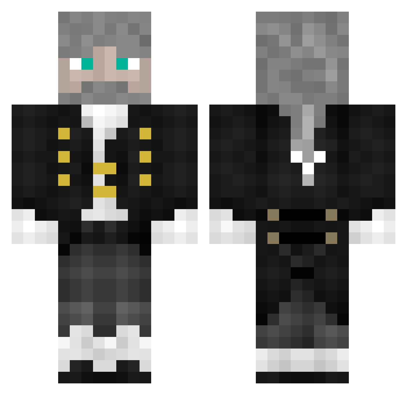 Baradune Minecraft skin, front and back view