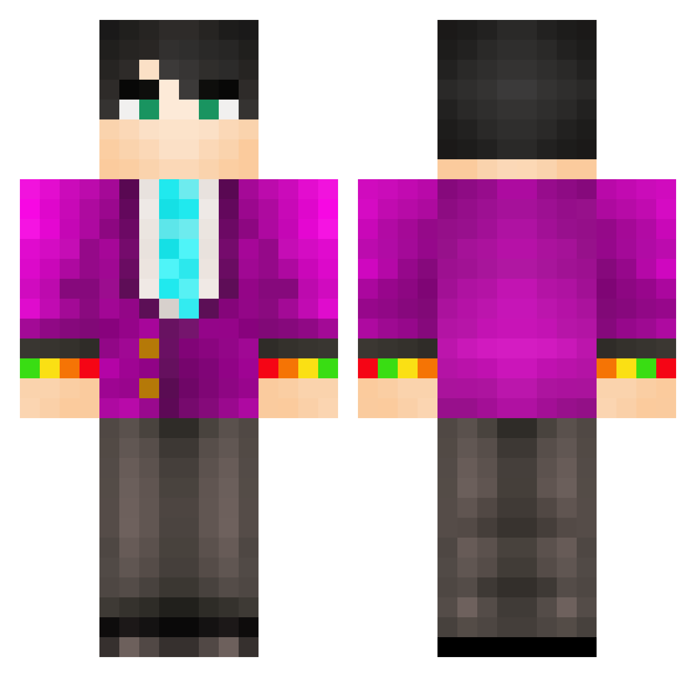 angent Minecraft skin, front and back view
