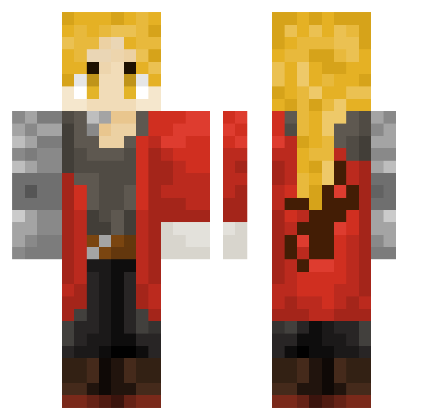 Antiknowledge Minecraft skin, front and back view