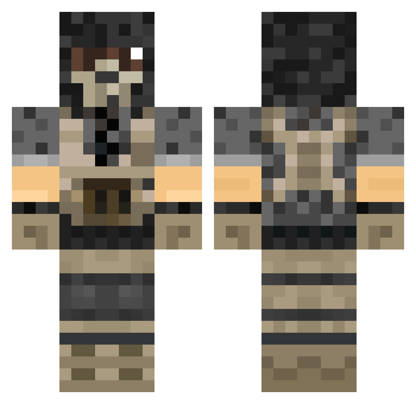 JonesyBah Minecraft skin, front and back view