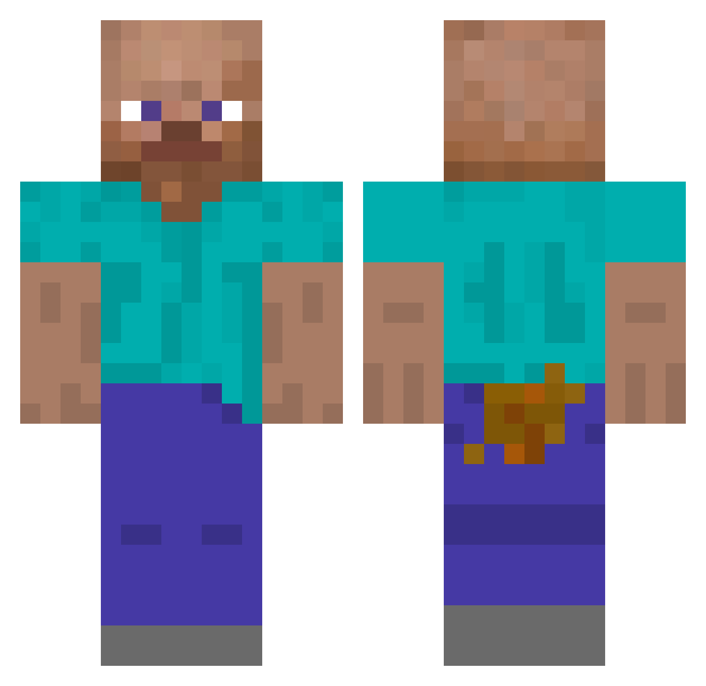 zlQorTT Minecraft skin, front and back view