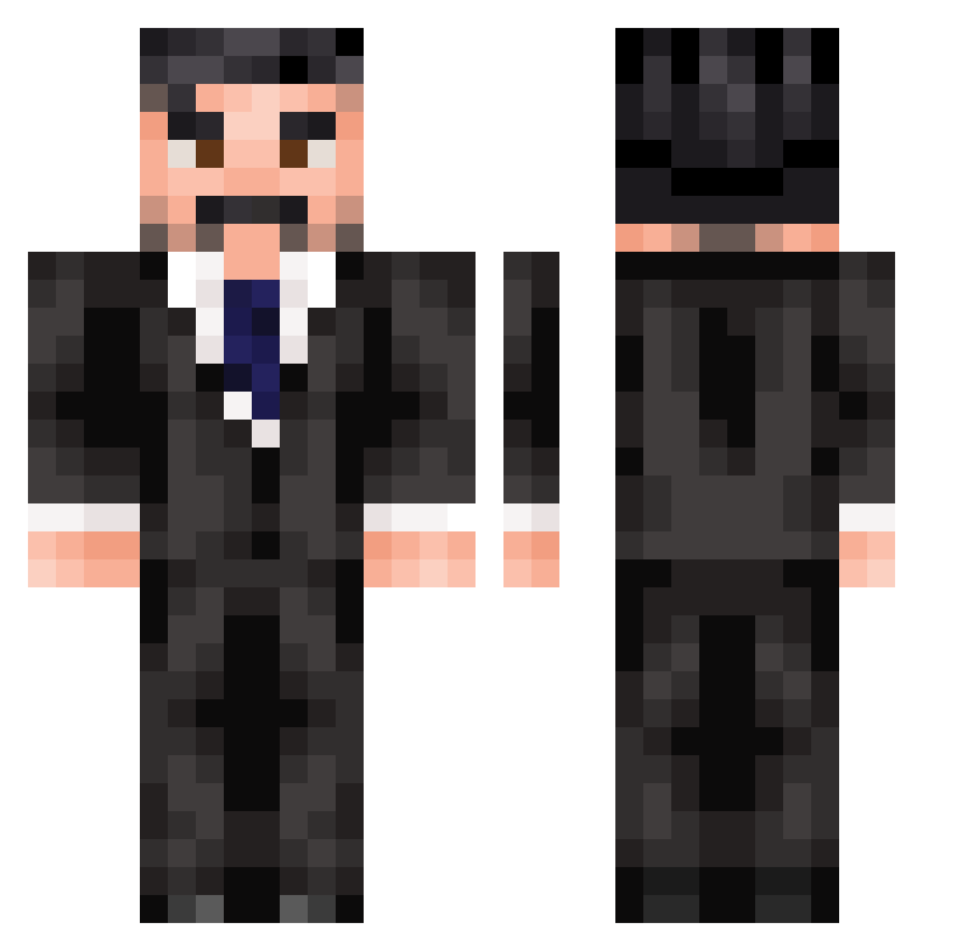 unmerson Minecraft skin, front and back view