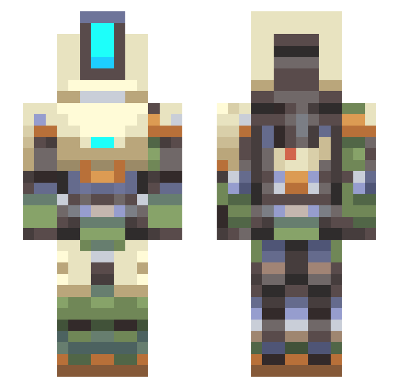 Sola____ Minecraft skin, front and back view