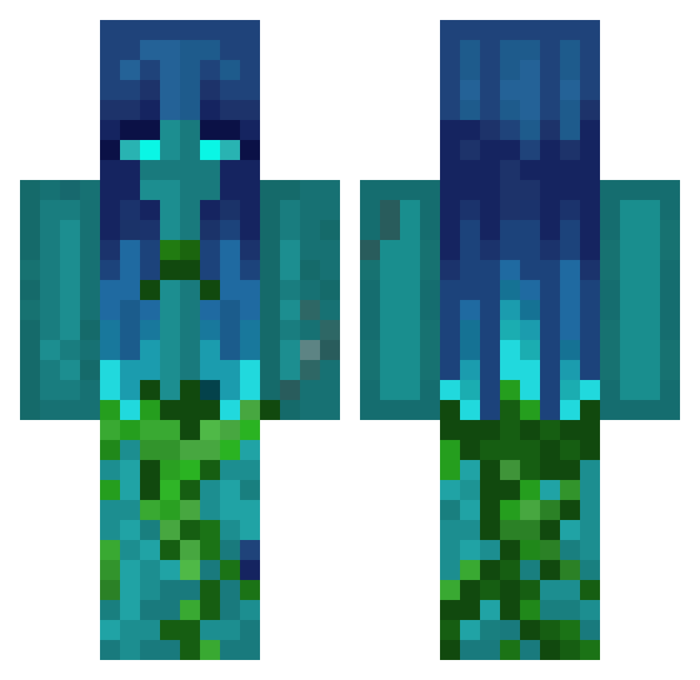 D3VER3UX Minecraft skin, front and back view
