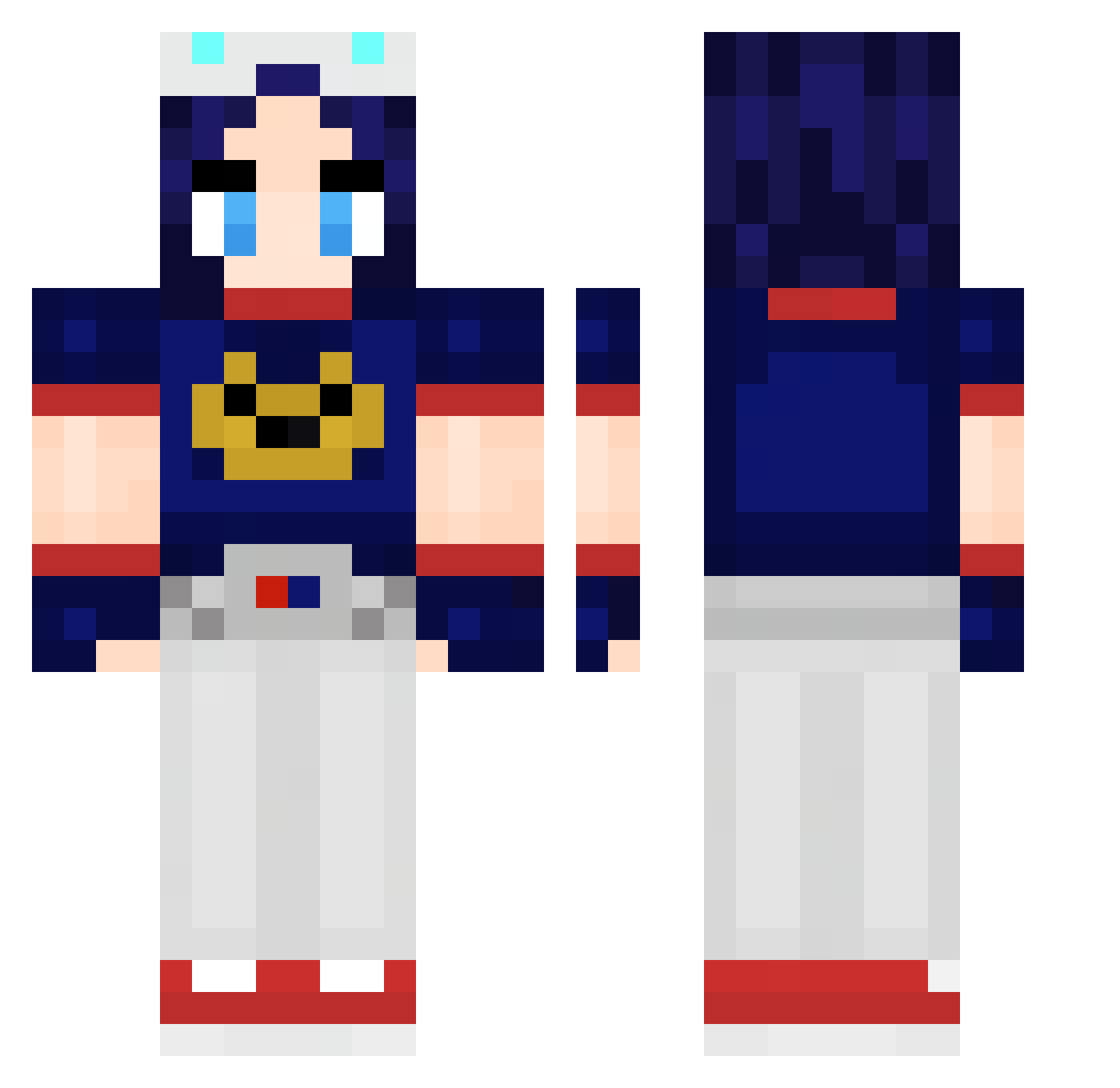 Zahoro Minecraft skin, front and back view