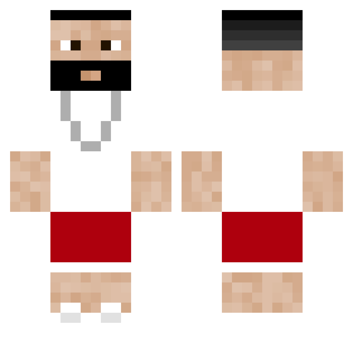 BadTM Minecraft skin, front and back view