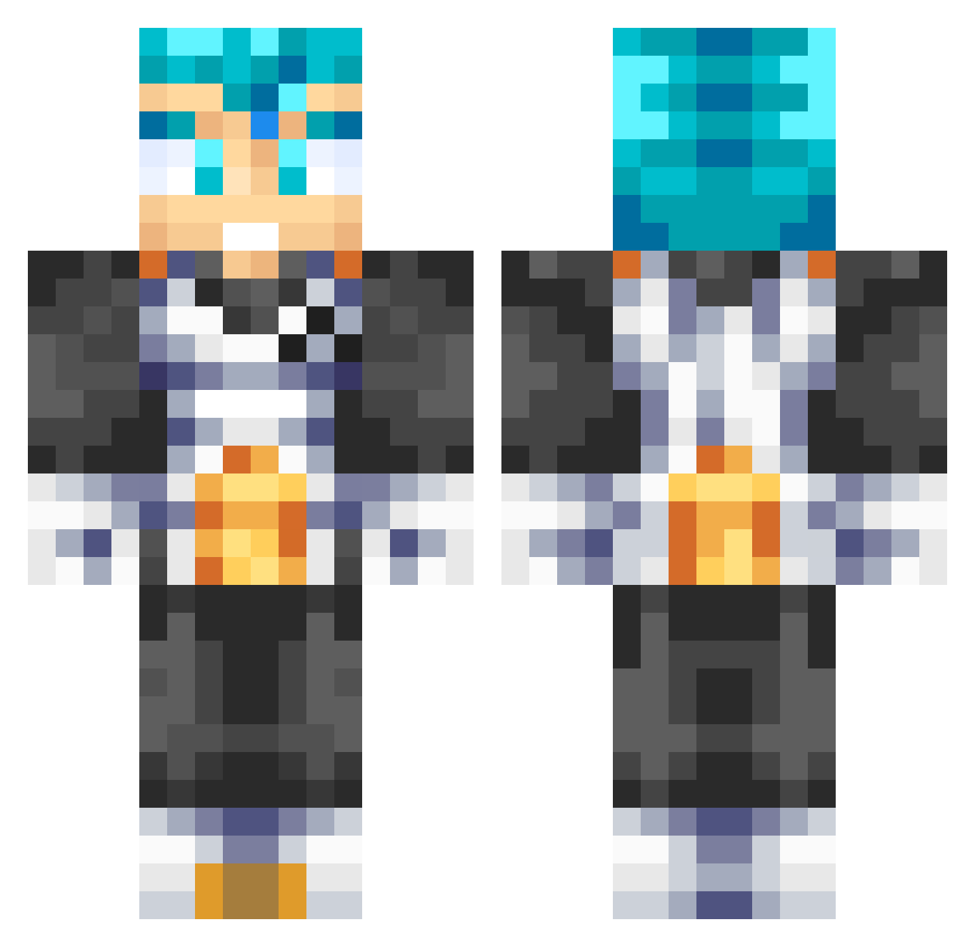 ElNoiser Minecraft skin, front and back view